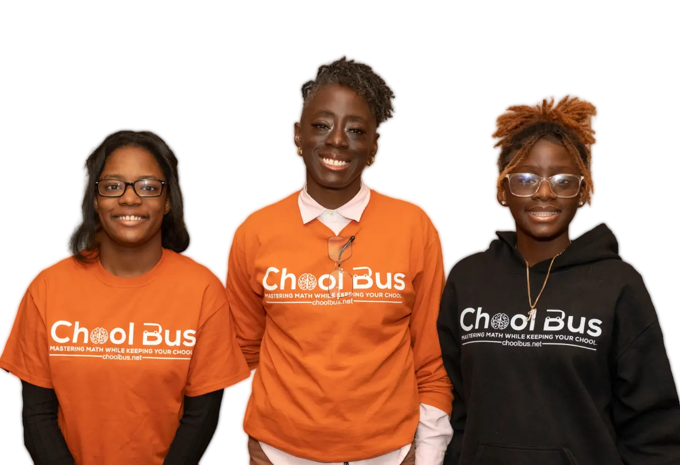 Ms.&nbsp;Remi with two Chool Bus scholars